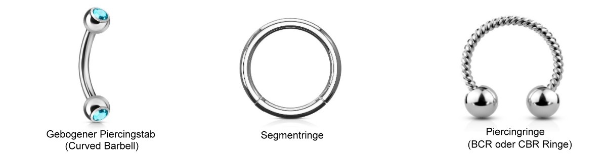 Piercingformen für das Augenbrauenpiercing