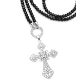 80cm Variokette mit 6mm Glasperlen und Kreuzanhänger