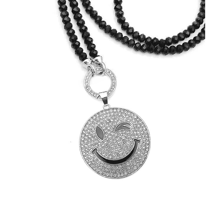 Vario Glasperlenkette mit Smilie Anhänger