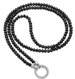 Schwarze 6mm Glasperlenkette mit Patrone Anhänger