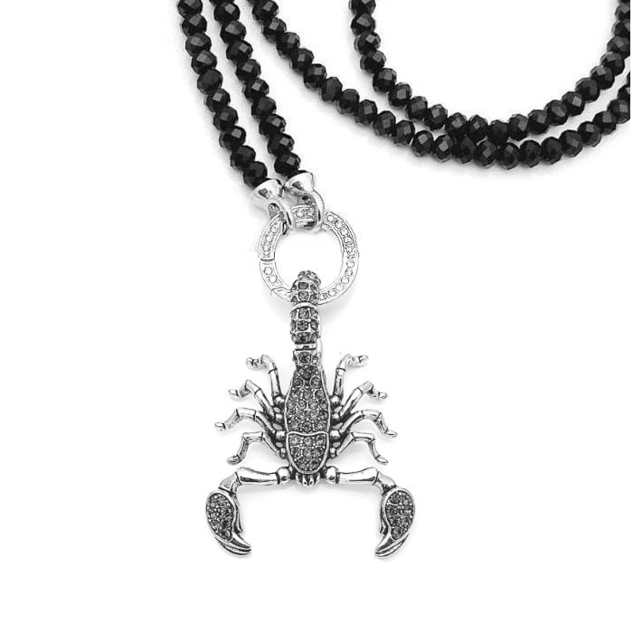 Schwarze Glasperlenkette Skorpion