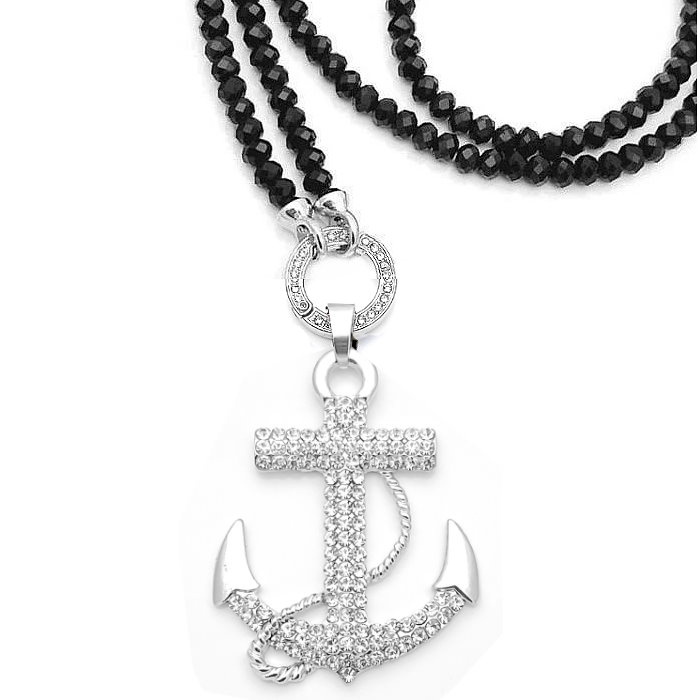 80cm Glasperlenkette Anker