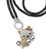 Schwarze Variokette mit Katzen Anhänger