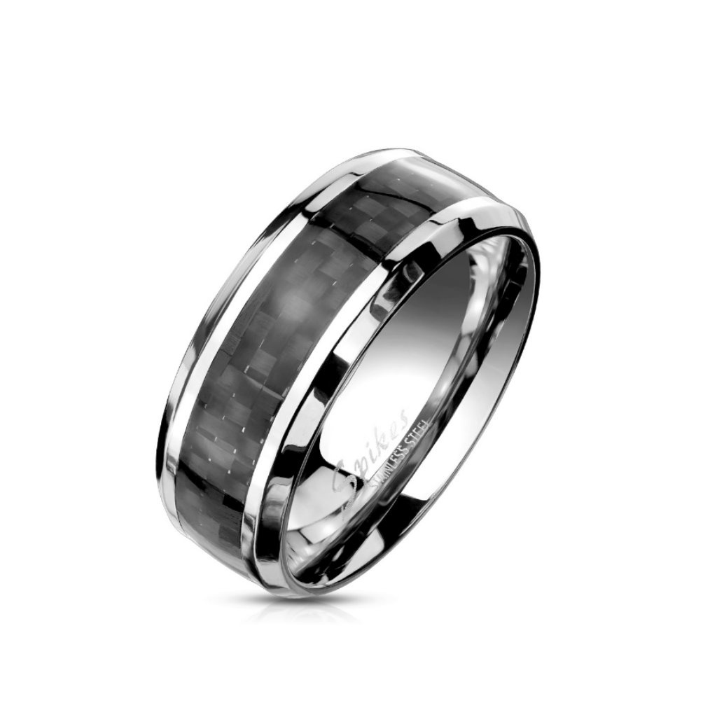 Herrenring Edelstahl mit Carbon Einlage