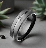 Schwarzer Herren Edelstahlring mit Stein