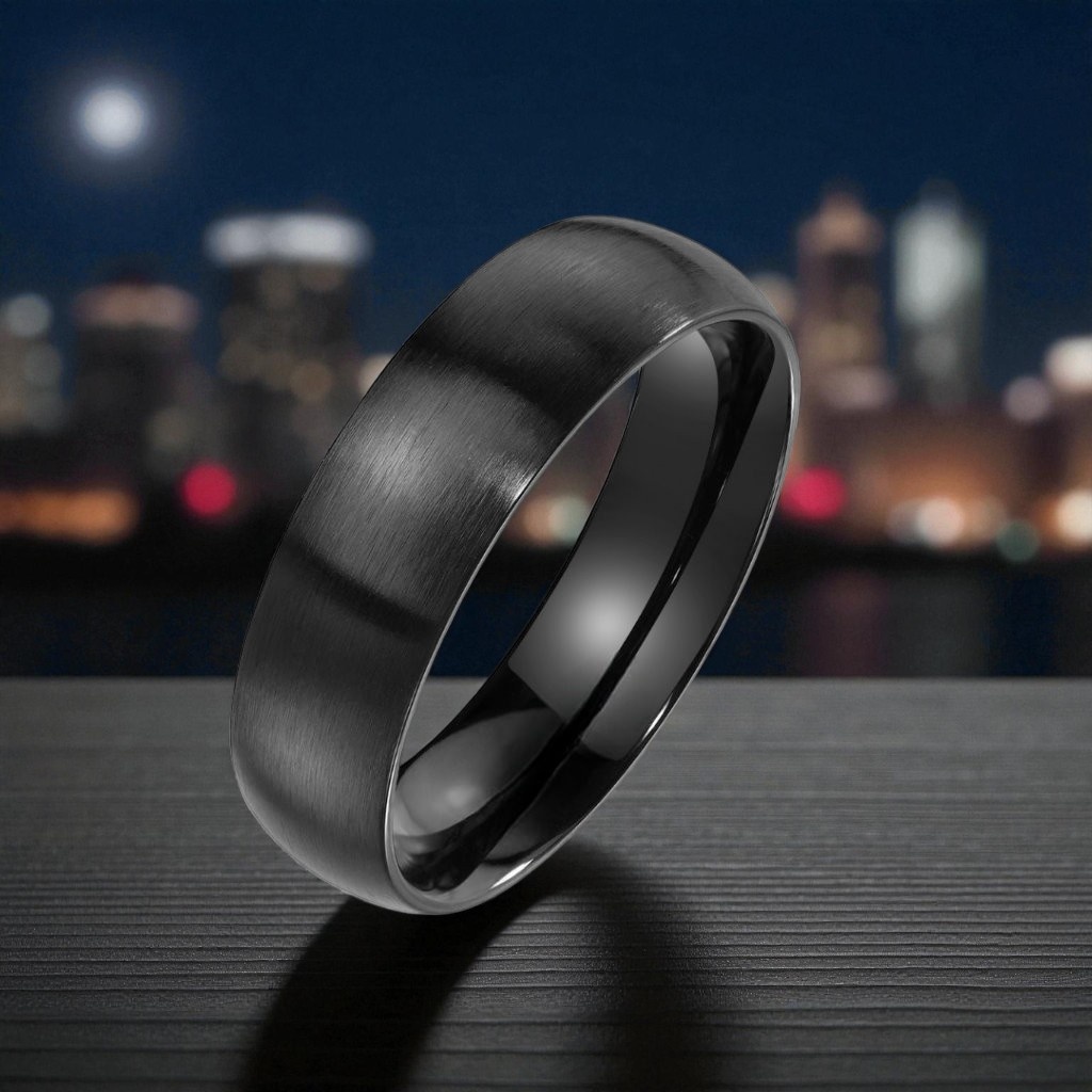 Schwarze Edelstahl Partnerringe mattiert