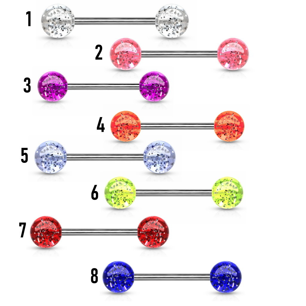 Nippelpiercing Glitterball - 8 Farben wählbar