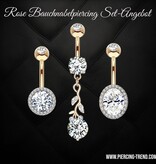 3er Set Bauchnabelpiercing Rosegold