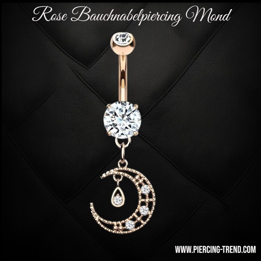 Rosefarbiges Bauchnabelpiercing mit Anhänger