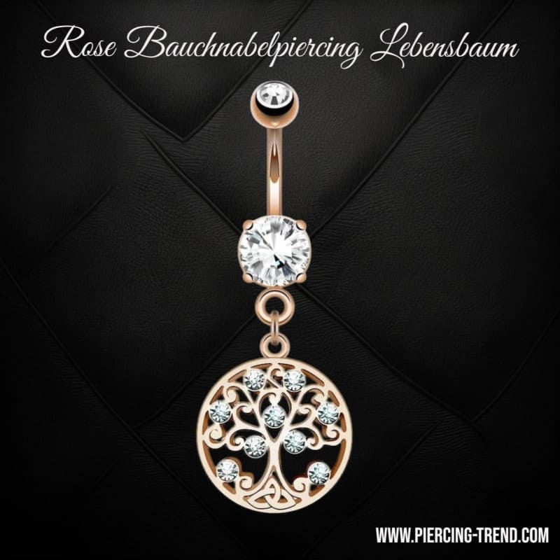 Bauchnabelpiercing Lebensbaum Rose
