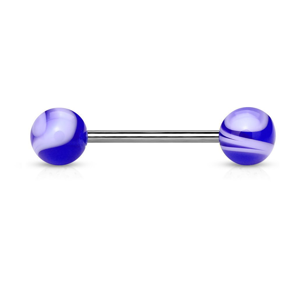 Nippel Barbell  mit marmorierten UV-Kugeln