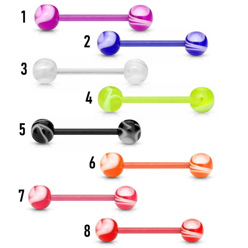 Barbell aus Acryl mit mamorierte Kugeln