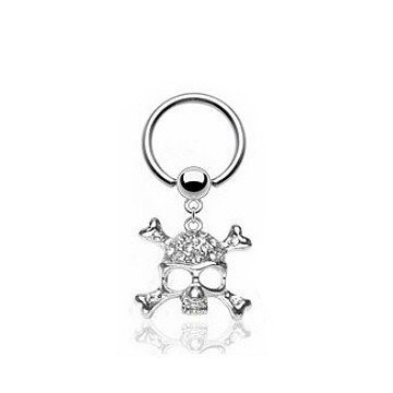 1,2 mm BCR-Ring Totenkopf mit Glitersteinchen