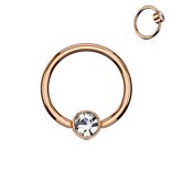 Piercingring rosegold mit kristall Stein