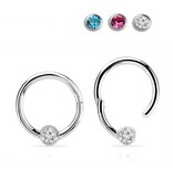 1,2 mm Piercing  Clicker Ring  mit Kristall