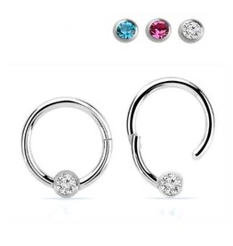 1,2 x 8 mm Piercing Clicker Ring mit Stein