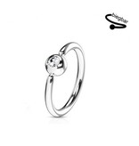 1,0 mm Piercing Ring mit Stein - Aufbiegbar