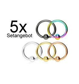 1,2 x 8 mm Piercingringe Set