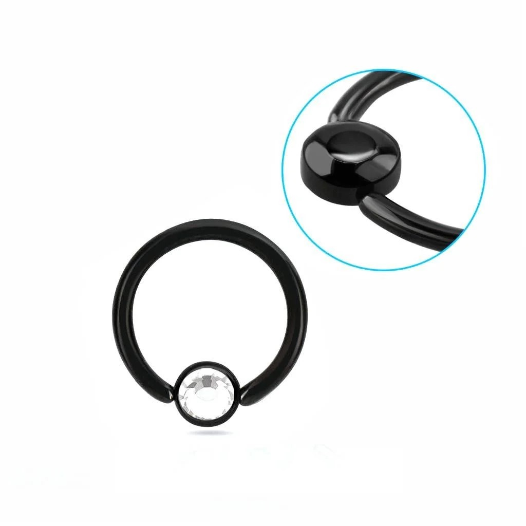 Lippenbändchen schwarz mit kristall Stein