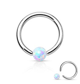 1,2 x 8 mm Piercingring Opal