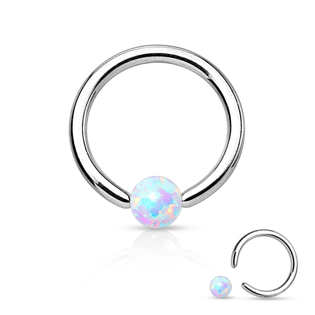 Piercing Ring mit Synthetic Opal Kugel