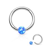 1,2mm Piercing Ring mit Opal Kugel blau