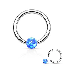 1,2 x 8 mm Piercingring Opal