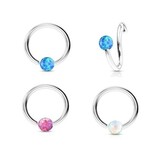 1,2mm Piercing Ring mit Synthetic Opal Kugel