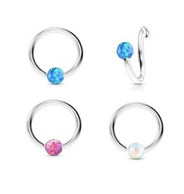 1,2 mm Piercing Ring Synthetic Opal