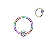 Piercingring mit kristall Stein - 1,2 mm