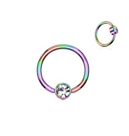 Piercingring mit kristall Stein