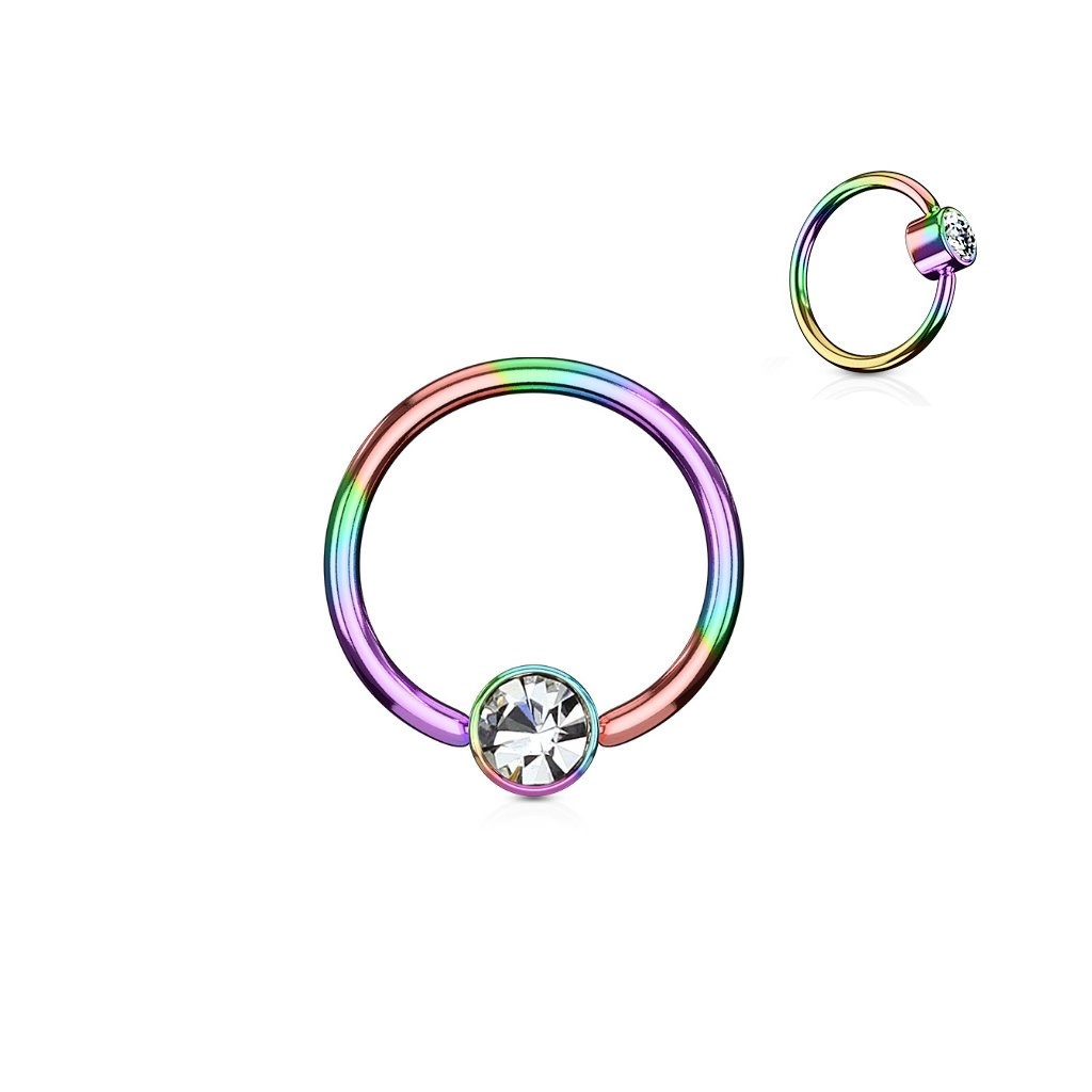 Piercingring mit kristall Stein - 1,2 mm