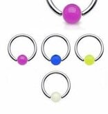 BCR Piercing Ring 1,2 mm mit UV-Ball - 5 Farben