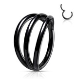3-facher Piercingring schwarz aus Titan