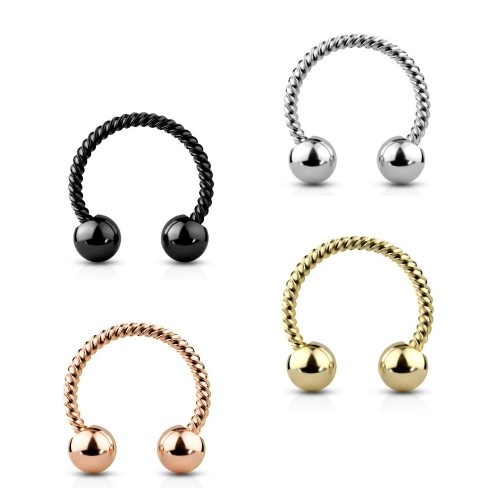 1,2 x 8mm Piercing Ring gedreht - 3 Farben wählbar