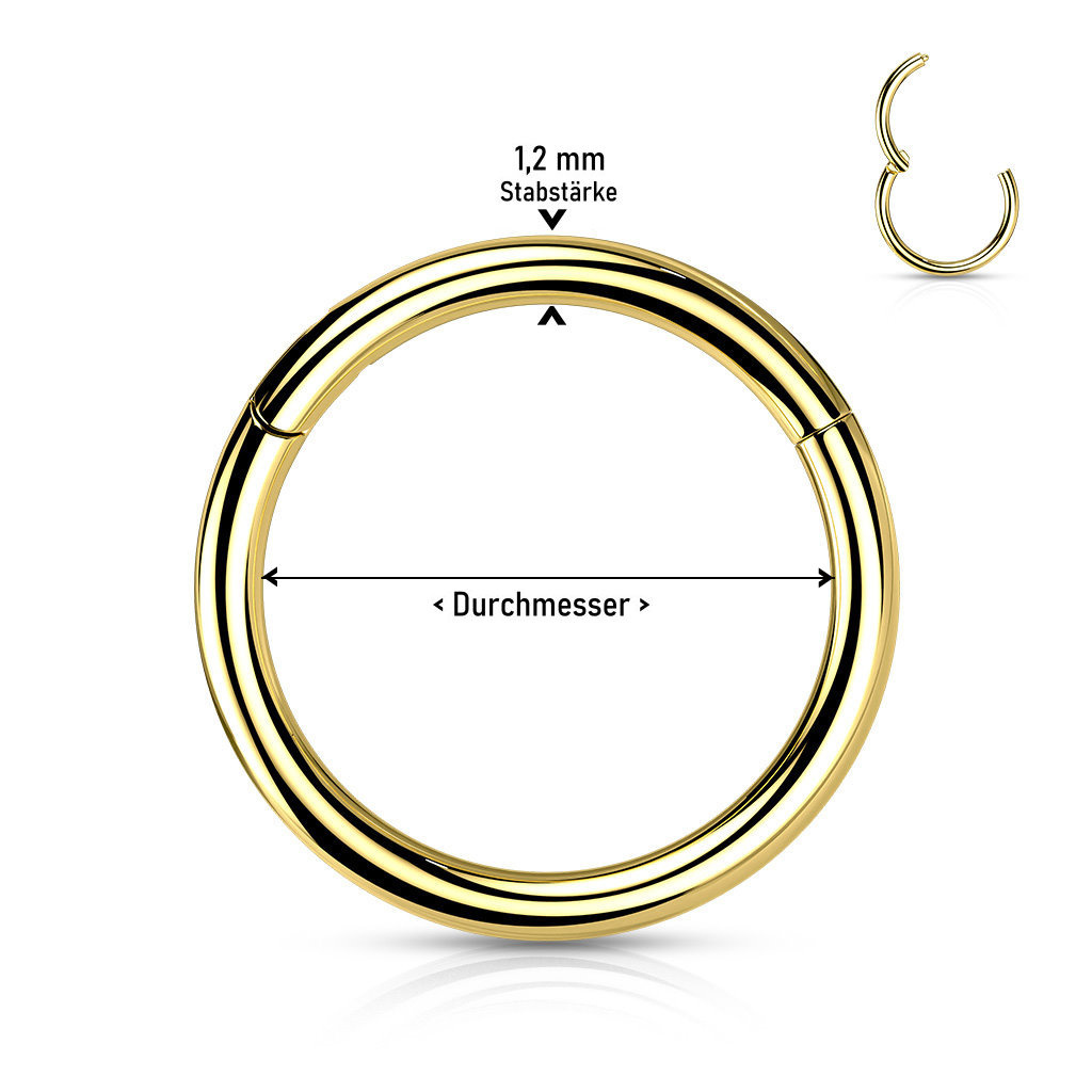 1,2 mm Conch Piercing Clicker Ring Gold – Chirurgenstahl 316L PVD