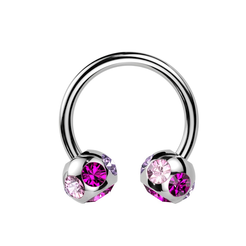 1,6 mm Hufeisenring mit pinken Zirkonia