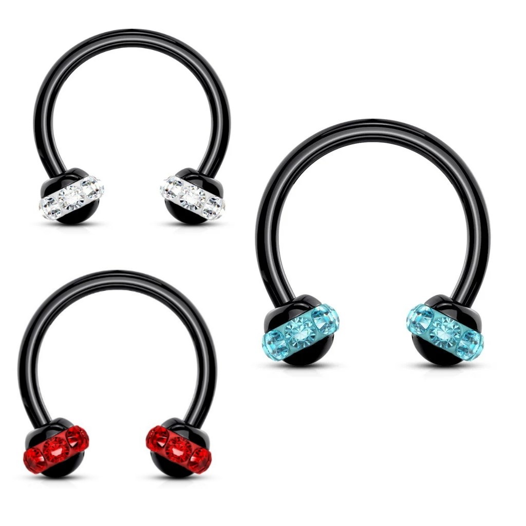 1,2 x 8mm schwarzer Piercing Ring  - 3 Farben wählbar