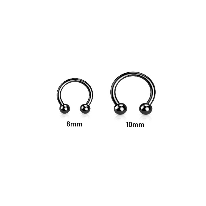 Offener Piercingring schwarz 1,2 x 8mm