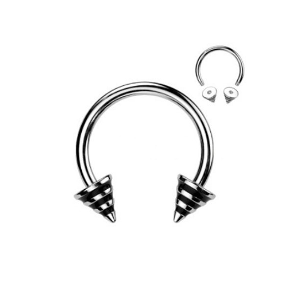 Hufeisenring 1,2 mm - schwarz gestreift