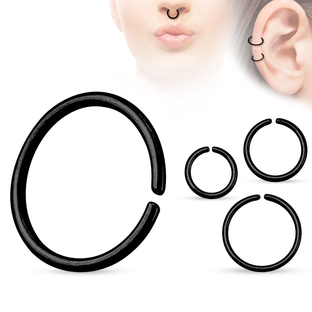 1,2 x 8 mm Piercing Ring schwarz