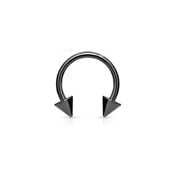 1,2 mm schwarzer Hufeisenring mit Kegel