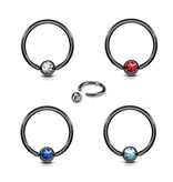 1,2 mm schwarzer BCR-Ring mit Glitzerstein