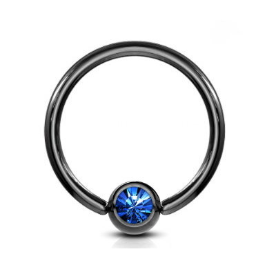 1,2 mm schwarzer BCR-Ring mit Glitzerstein