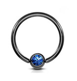 1,2 mm schwarzer BCR-Ring mit Glitzerstein