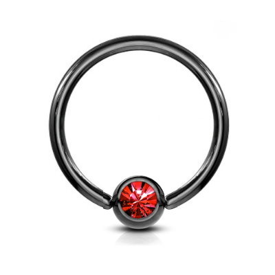 1,2 mm schwarzer BCR-Ring mit Glitzerstein