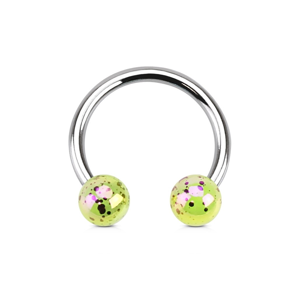 1,2mm Hufeisen Ring mit Nordlicht-Perlen