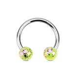 1,2mm Hufeisen Ring mit Nordlicht-Perlen