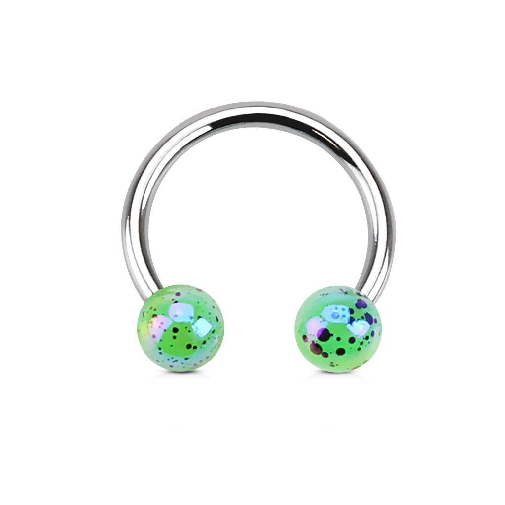 1,2mm Hufeisen Ring mit Nordlicht-Perlen