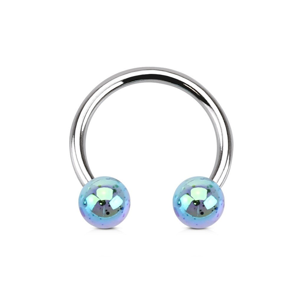 1,2mm Hufeisen Ring mit Nordlicht-Perlen